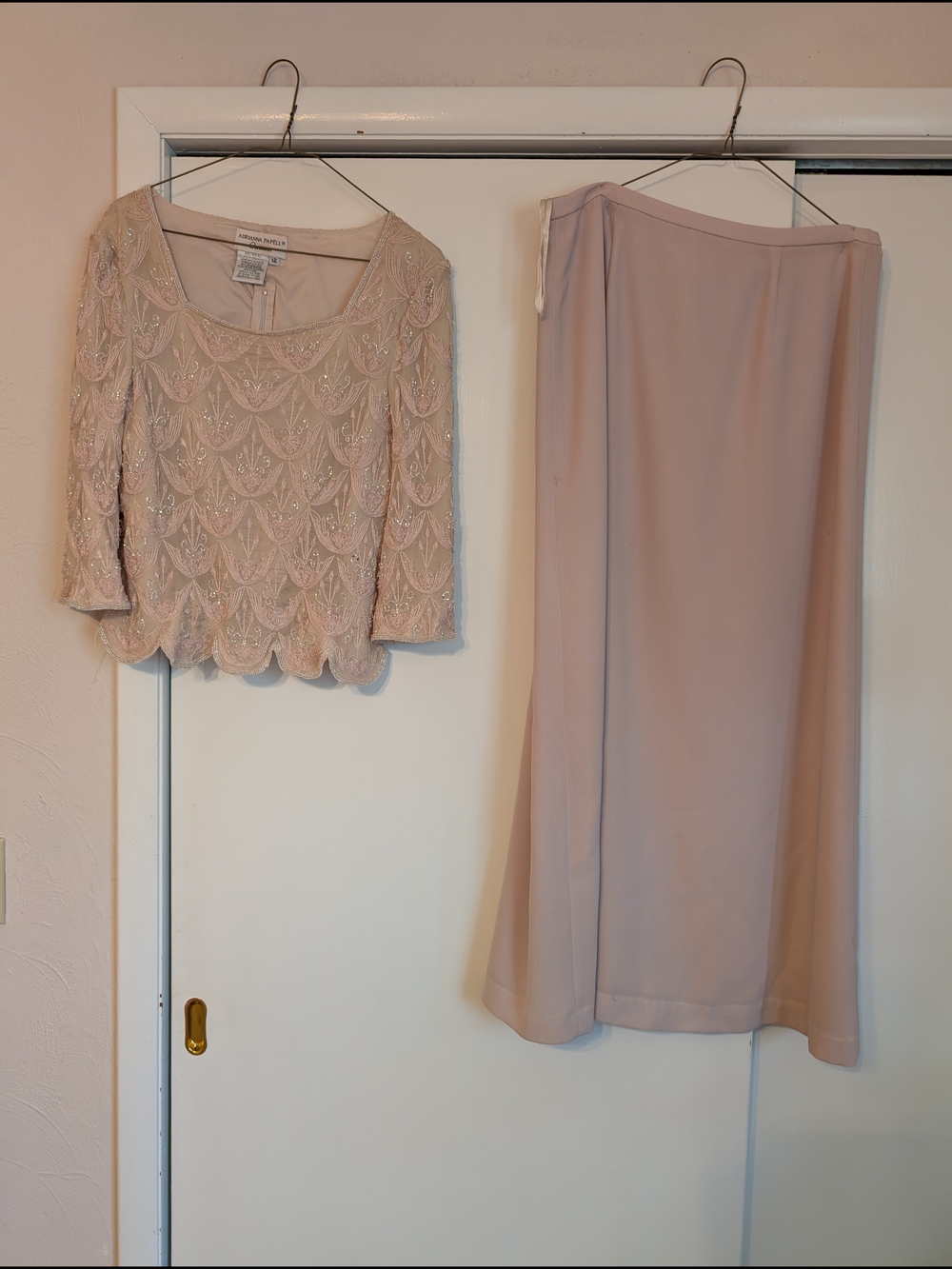 2pc Adrianna Papell Blush Pink Evening set - Sz 12